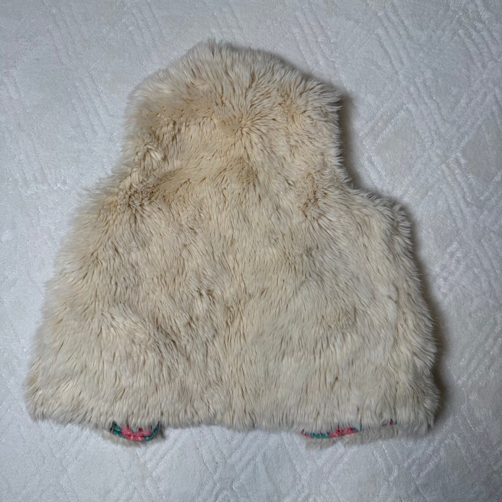 Boho Reversible Matilda Jane Snow Queen Faux Fur Floral Vest Girls Sz 5 Est - Picture 2 of 6